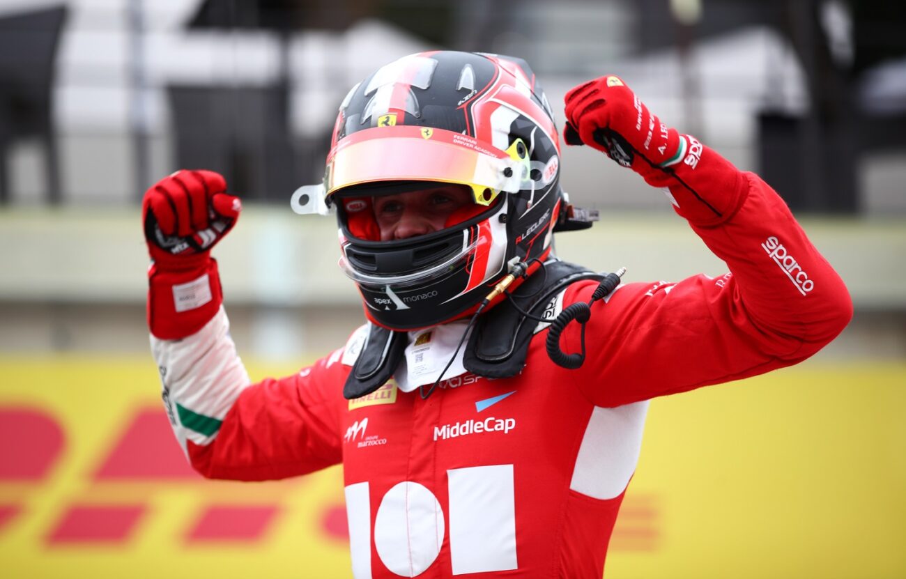 LE CASTELLET, FRANCE - JUNE 19: Race winner Arthur Leclerc of Monaco and Prema Racing celebrates in parc ferme during race 2 of Round 2:Le Castellet of the Formula 3 Championship at Circuit Paul Ricard on June 19, 2021 in Le Castellet, France. (Photo by Joe Portlock - Formula 1/Formula Motorsport Limited via Getty Images)