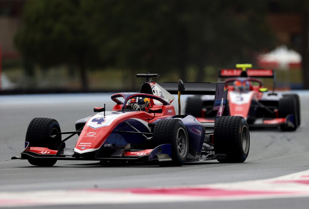 LE CASTELLET, FRANCE - JUNE 20: Jack Doohan of Australia and Trident (4) drives on track during race 3 of Round 2:Le Castellet of the Formula 3 Championship at Circuit Paul Ricard on June 20, 2021 in Le Castellet, France. (Photo by Clive Rose/Getty Images)