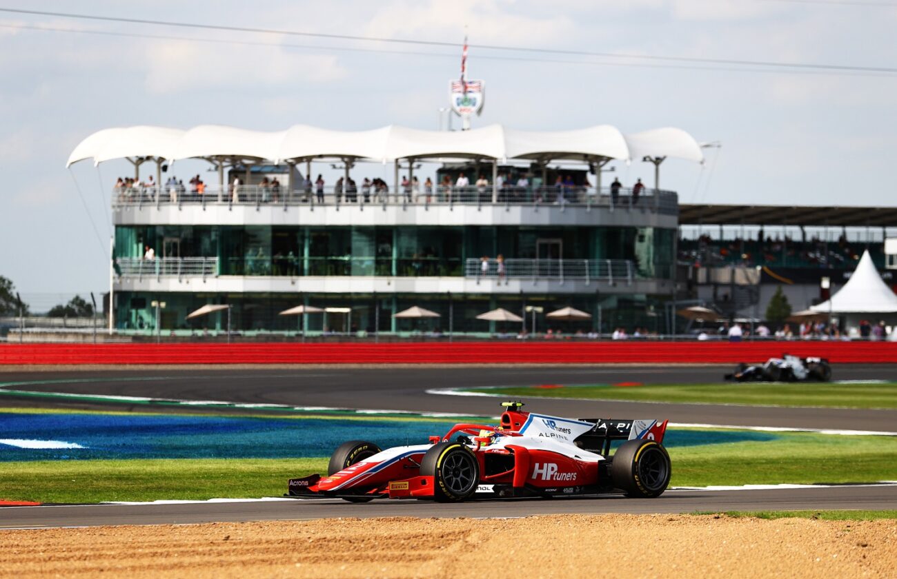 NORTHAMPTON, ENGLAND - JULY 16: Oscar Piastri of Australia and Prema Racing (2) drives during qualifying ahead of Round 4:Silverstone of the Formula 2 Championship at Silverstone on July 16, 2021 in Northampton, England. (Photo by Bryn Lennon - Formula 1/Formula Motorsport Limited via Getty Images)