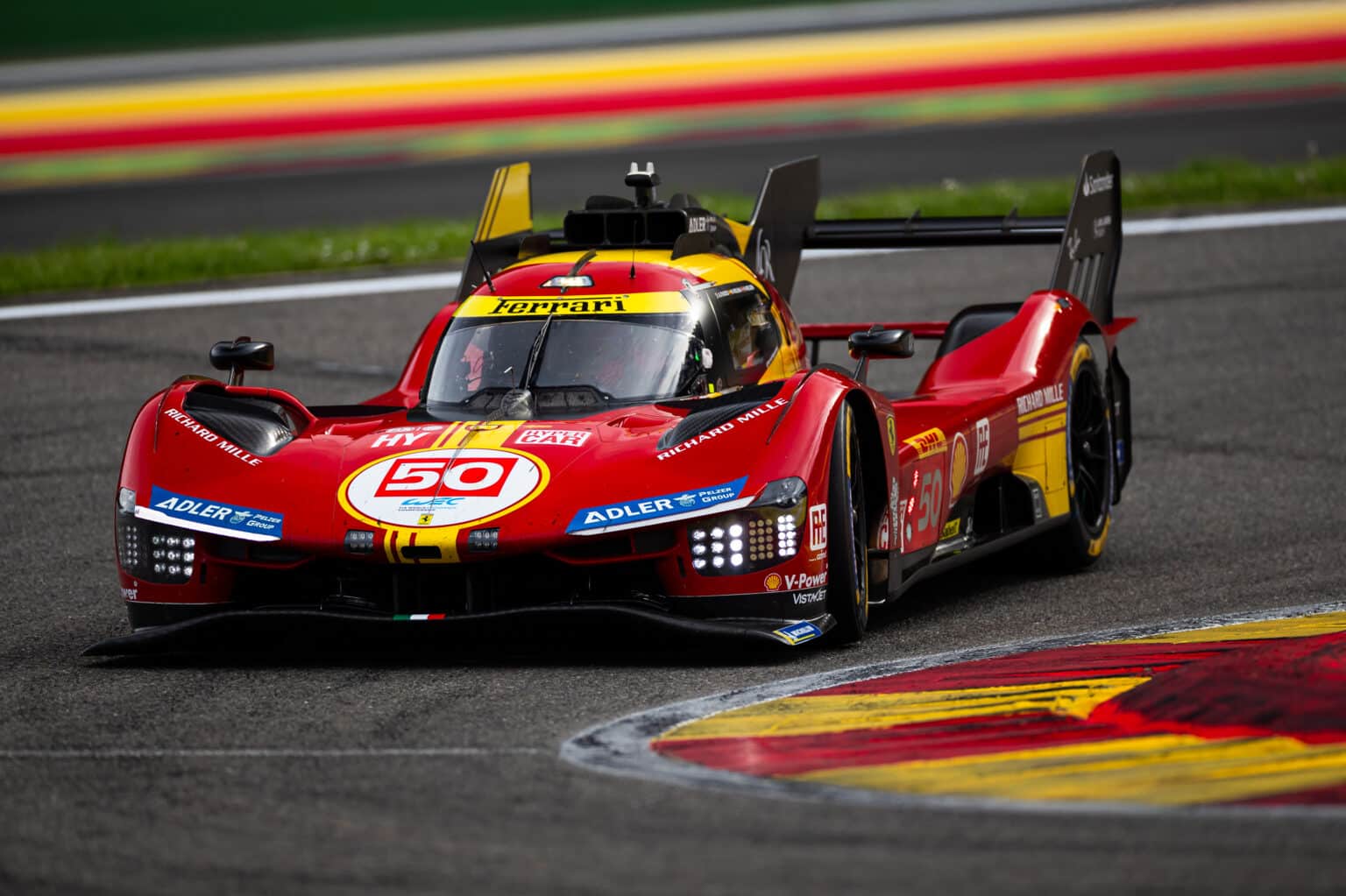 50 FUOCO Antonio (ita), MOLINA Miguel (spa), NIELSEN Nicklas (dnk), Ferrari AF Corse, Ferrari 499P #50, Hypercar, action during the 2024 TotalEnergies 6 Hours of Spa-Francorchamps, 3rd round of the 2024 FIA World Endurance Championship, from May 8 to 11, 2024 on the Circuit de Spa-Francorchamps in Stavelot, Belgium - Photo Javier Jimenez / DPPI