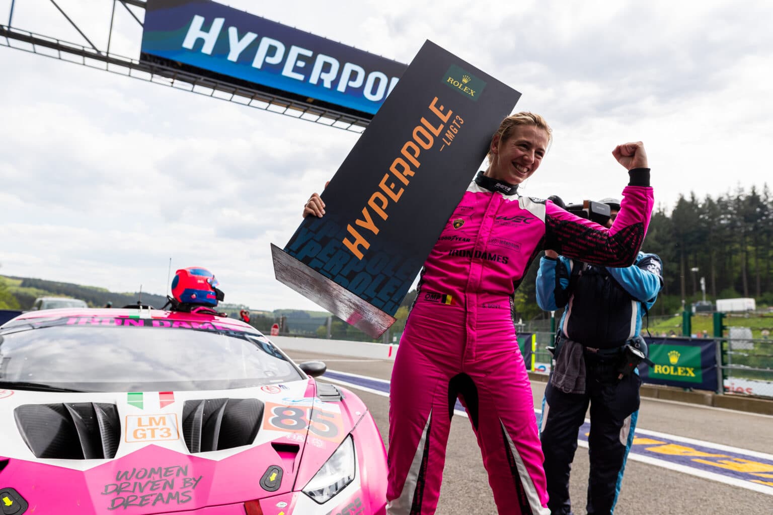 BOVY Sarah (bel), Iron Dames, Lamborghini Huracan GT3 Evo2, portrait hyperpole during the 2024 TotalEnergies 6 Hours of Spa-Francorchamps, 3rd round of the 2024 FIA World Endurance Championship, from May 8 to 11, 2024 on the Circuit de Spa-Francorchamps in Stavelot, Belgium - Photo Javier Jimenez / DPPI