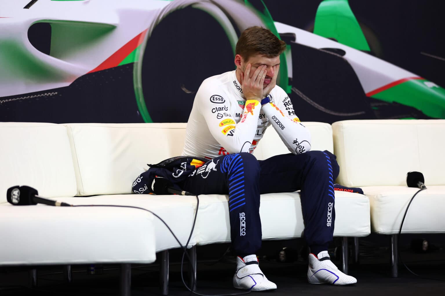 IMOLA, ITALY - MAY 19: Race winner Max Verstappen of the Netherlands and Oracle Red Bull Racing attends the press conference after the F1 Grand Prix of Emilia-Romagna at Autodromo Enzo e Dino Ferrari Circuit on May 19, 2024 in Imola, Italy. (Photo by Bryn Lennon/Getty Images) // Getty Images / Red Bull Content Pool // SI202405190581 // Usage for editorial use only //