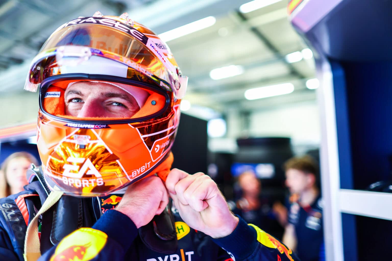 SPIELBERG, AUSTRIA - JUNE 29: Max Verstappen of the Netherlands and Oracle Red Bull Racing prepares to drive in the garage during qualifying ahead of the F1 Grand Prix of Austria at Red Bull Ring on June 29, 2024 in Spielberg, Austria. (Photo by Mark Thompson/Getty Images) // Getty Images / Red Bull Content Pool // SI202406290421 // Usage for editorial use only //
