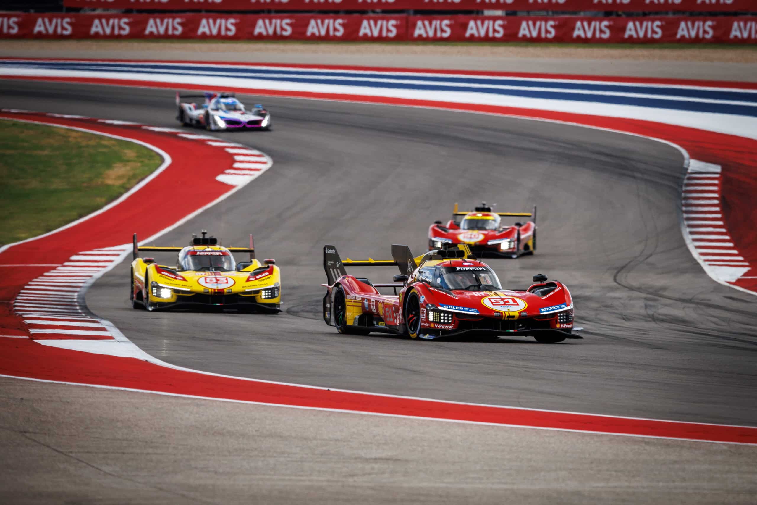 Ferrari satte sig tidligt på løbet i Texas og lykkedes i det store hele også med at holde fast. Foto: Ferrariraces