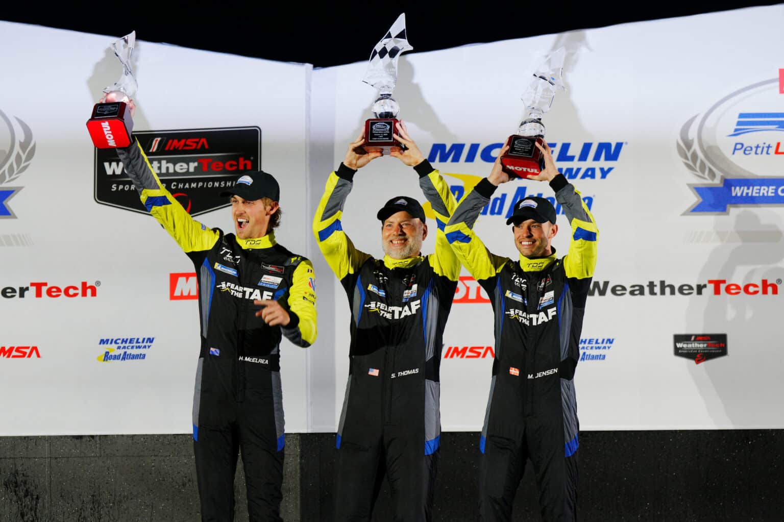 #11: TDS Racing, ORECA LMP2 07, LMP2: Mikkel Jensen, Hunter McElrea, Steven Thomas - podium