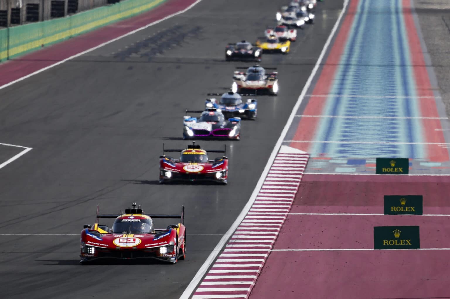 51 CALADO James (gbr), GIOVINAZZI Antonio (ita), PIER GUIDI Alessandro (ita), Ferrari AF Corse, Ferrari 499P #51, Hypercar, action during the Qatar 1812 KM, 1st round of the 2025 FIA World Endurance Championship, from February 25 to 28, 2025 on the Losail International Circuit in Lusail, Qatar - Photo Julien Delfosse / DPPI