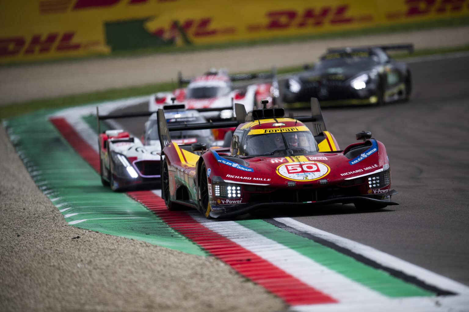 50 FUOCO Antonio (ita), MOLINA Miguel (spa), NIELSEN Nicklas (dnk), Ferrari AF Corse, Ferrari 499P #50, Hypercar, action during the 6 Hours of Imola 2025, 2nd round of the 2025 FIA World Endurance Championship, from April 18 to 20, 2025 on the Autodromo Internazionale Enzo e Dino Ferrari in Imola, Italy - Photo Fabrizio Boldoni / DPPI