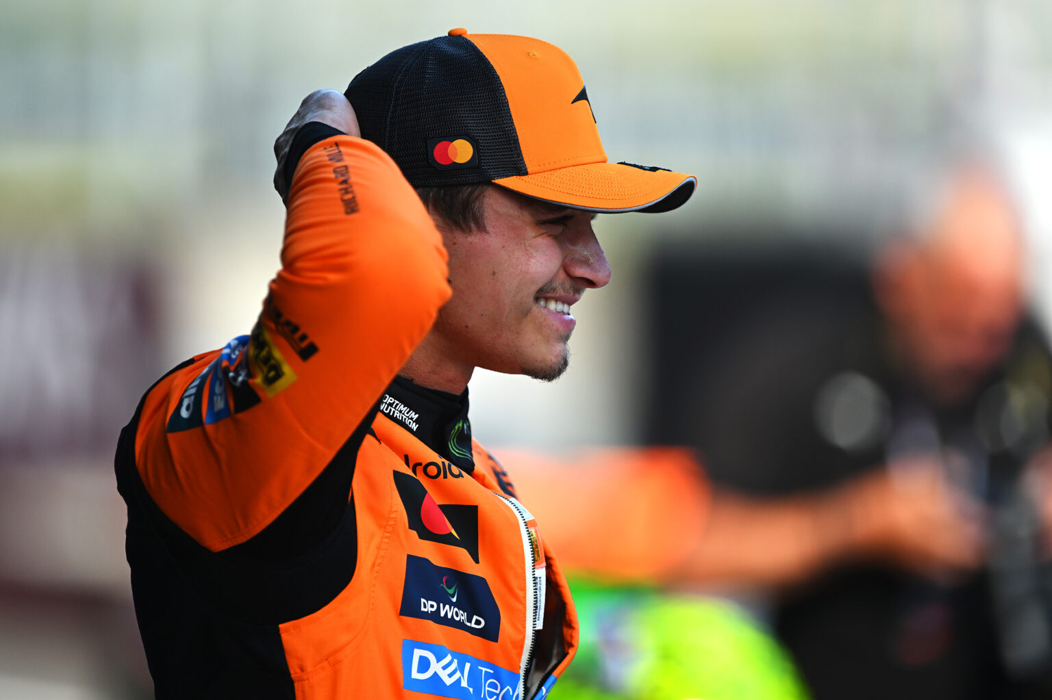 SPIELBERG, AUSTRIA - JUNE 28: Pole position qualifier Lando Norris of Great Britain and McLaren looks on in parc ferme during qualifying ahead of the F1 Grand Prix of Austria at Red Bull Ring on June 28, 2025 in Spielberg, Austria. (Photo by Rudy Carezzevoli/Getty Images)