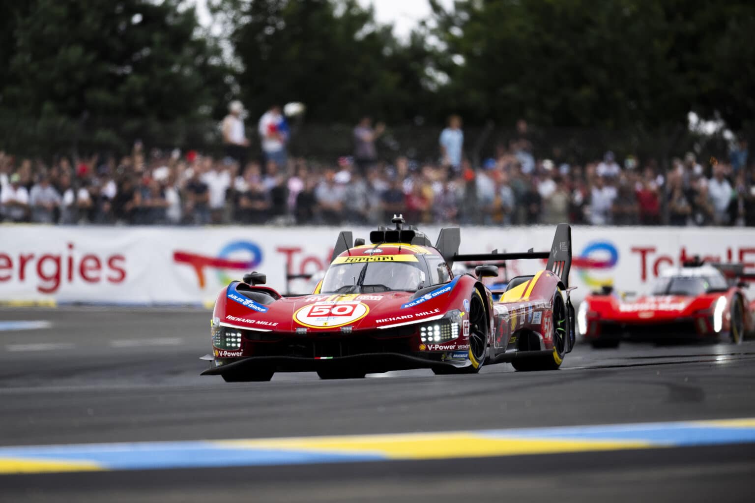 50 FUOCO Antonio (ita), NIELSEN Nicklas (den), MOLINA Miguel (esp), Ferrari AF Corse, Ferrari 499P, #50, Hypercar, action during the 24 Hours of Le Mans 2025, 4th round of the 2025 FIA World Endurance Championship, on June 14, 2025 on the Circuit des 24 Heures du Mans in Le Mans, France - Photo Fabrizio Boldoni / DPPI