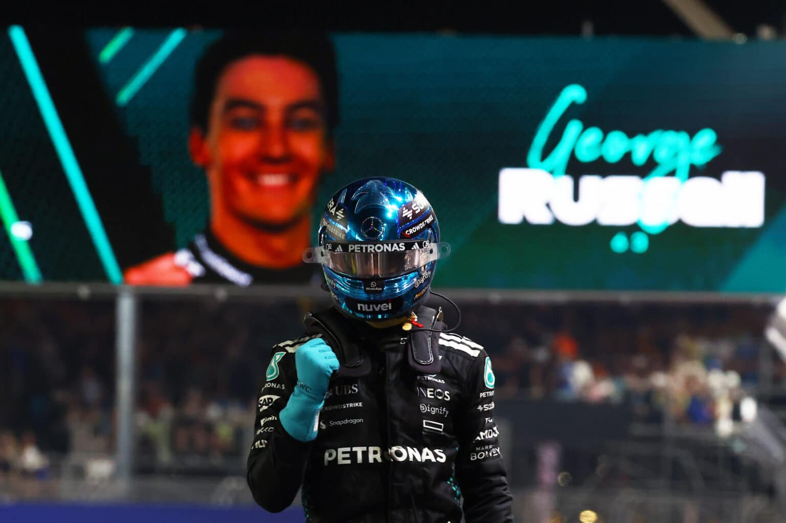 Formel 1 - Mercedes-AMG PETRONAS F1 Team, Großer Preis von Singapur 2025. George Russell 

Formula One - Mercedes-AMG PETRONAS F1 Team, 2025 Singapore Grand Prix. George Russell