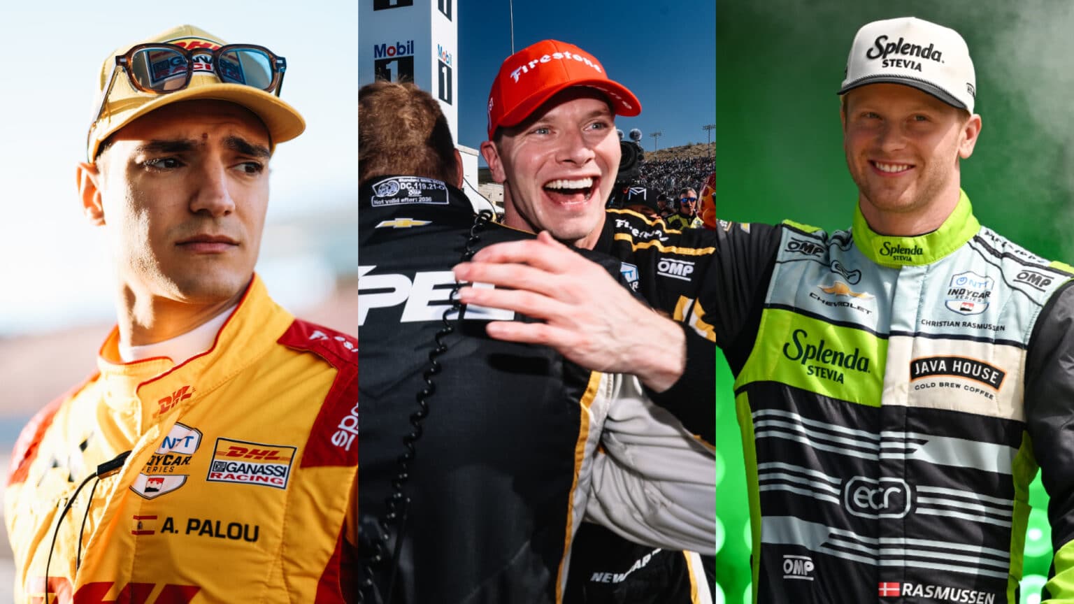 Palou, Newgarden, Rasmussen. Foto: Penske Entertainment: Joe Skibinski/James Black